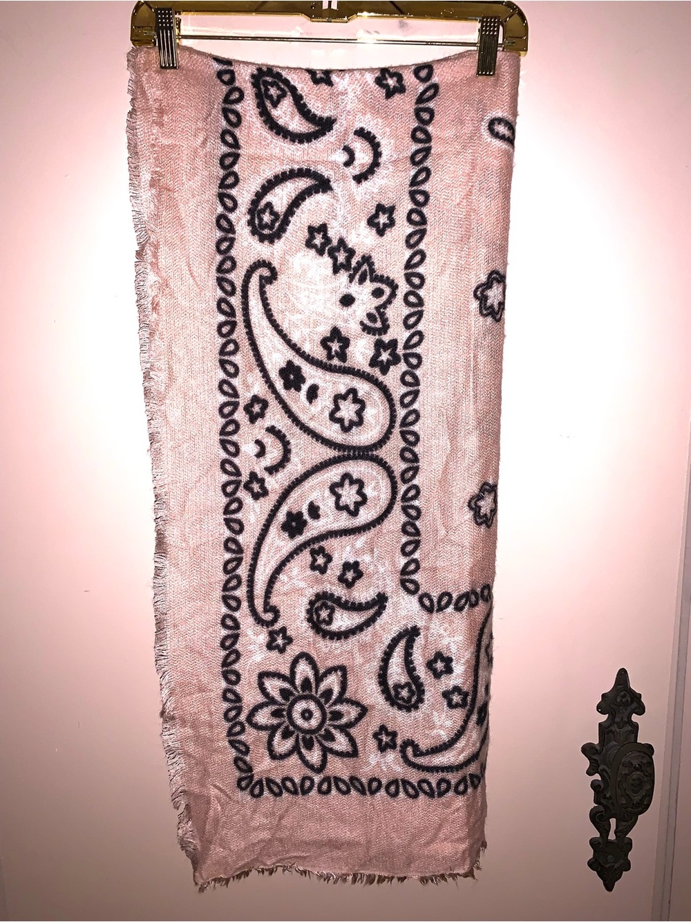 Steve Madden Pink and Black Paisley Print Scarf